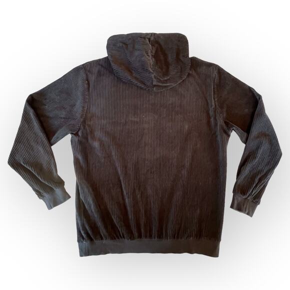 Fila Womens Y2K 00s Hoodie Velvet Ribbed Gold Embroidery Pull Over Black - Picture 10 of 14